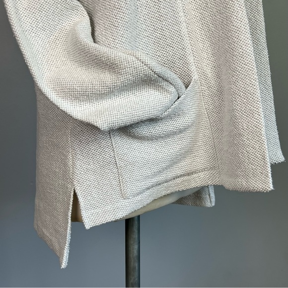 EILEEN FISHER Woven Knit Open Front Cardigan Jacket Duster - White Cotton Medium - Picture 5 of 11